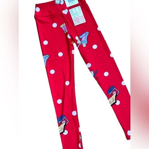 LuLaRoe Tween Leggings • Juniors 8-16, Adults 00-0 • Valentine’s Puns • Red •NWT - Picture 6 of 15